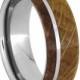 Whiskey Barrel Ring, Mens Tungsten Wedding Band With Oak Wood Ring