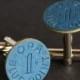 Blue OPA Ration Token Cufflinks Used During WWII Free Gift Bag Unique Wedding