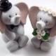 Elephant Cake Topper, Wedding Cake Topper, Bride and Groom, Wedding Decoration