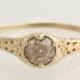 Art Deco Engagement Ring Vintage Champagne Diamond - 14k Yellow Gold Round .92ct Unique Engagement Ring L3009 R
