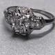 Antique Vintage Art Deco Platinum 1920's European Cut Diamond Engagement Wedding Ring