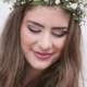Rustic Flower Crown of Green Beads, Leaves and Beaded Flowers, Boho Wedding Floral Halo Wreath Floral Hair Wreaths Bridal Woodland Wedding