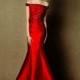 Fashion Red 2016 Mermaid Evening Dresses Beads Crystal Long Prom Formal Celebrity Gowns Dresses Off Shoulder Satin Train Party Dresses Online with $101.31/Piece on Hjklp88's Store 