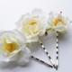 White Flower Bobby Pins, White Roses Clips, Wedding Accessories, Boho hair blooms, Hair accessories, Bridal Hair
