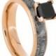 Meteorite Ring, Princess Cut Black Diamond Ring, 14k Rose Gold Alternative Engagement Ring