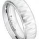 7mm White Titanium Ring with Alternating Notches Texture His Her Men Women Wedding Engagement Anniversary Band White Titanium Ring Size 6-12