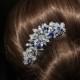 sapphire blue swarovski crystal bridal hair comb royal blue rhinestone silver hair comb blue wedding hair comb bridal hair accessories blue