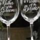 Mother of the Bride and Groom Engraved Wine Glasses Personalized with your wedding date, Set of 2