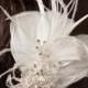 Wedding Feather Fascinator, Bridal Hair Birdcage Fascinator, Bridal Headpiece - Frost