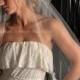 Wedding Veil - Fingertip Length Veil with Alencon Lace Edge - Light Ivory - READY to SHIP