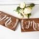 Mr and Mrs Chair Signs- Wedding Chair Sign- Mr and Mrs Sign- Wedding Photo Prop- Rustic Wedding Decor- Mr Mrs Table Signs- Wood Sign- Laurel