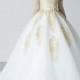 White Wedding Dresses With Gold Lace Applique