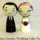 Custom Zombie Wedding Cake Toppers Wood Kokeshi Doll Wedding Decor