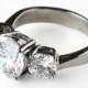 cz ring, cz wedding ring, cz engagement ring, wedding ring, three stone ring, stainless steel, cubic zirconia size 5 6 7 8 9 10 - MC11681T