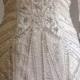 SUE WONG 1920's Gatsby Deco Champagne Beaded Feather Bridal Flapper Dress 6 NEW