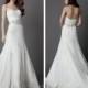 White Strapless Chapel Train Wedding Dress with Full A-line Skirt