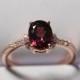 14K Rose Gold Ring 6x8mm Oval Tourmaline Engagement Ring Birthstone Wedding Ring Diamond Bridal Ring Color Stone Ring Gems Jewel