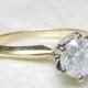 Engagement Ring 1 Ct Diamond Solitaire Ring 14K Platinum Prongs Diamond Vintage Engagement Ring June Birthstone