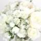 Silk Bride Bouquet Bridesmaid Bouquet Classic White Cream Roses Hydrangea Baby Breath's