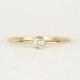 Round Diamond Engagement Ring In 14k Solid Gold,Simple Engagement Ring,Thin Band Diamond Ring