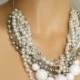 Chunky Pearl Necklace Wedding, Chunky Bridal Pearl Necklace, Large Pearl Necklace Jewelry, Grey and White Pearl Necklace, Wedding Jewelry