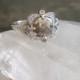 Grey Diamond Ring - cushion rose cut diamond engagement ring, delicate, vintage, Palladium, rustic, raw, modern, affordable, champagne