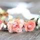 Bridal Flower Crown, Floral Bracelet, Wedding, Ivory Flower Cuff, Bridal Floral Bracelet, Wedding, Floral Crown, Coral, Peach, Blush Flowers