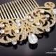 GOLD Art Deco hair accessories Bridal hair comb vintage style bridal hairpiece Crystal wedding hair comb 1920s hair comb 5167G
