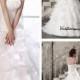 Amazing Organza & Satin A-line Drop Waist Strapless Chapel Train Wedding Dress
