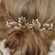 Art Deco Wedding Hair Accessories, Fern Leaf Bridal Hair Pins, Rice Pearl Formal Hair Pins, Wedding Hair piece, Wedding Hair Pins, Set of 2