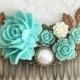Seafoam Wedding Hair Accessories Bridal Comb Romantic Flower Headpiece Turquoise Hair Slide Boho Chic Elegant Hair Pin