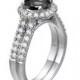 Black Diamond Engagement Ring, 14K White Gold Ring, Double Shank Halo Ring, 1.66 TCW Black Diamond Ring, Art Deco Ring