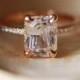 Blake Lively ring White Sapphire Engagement Ring emerald cut 18k rose gold diamond ring 3.02ct White sapphire ring