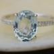 Blake Lively Mint sapphire ring 14k white gold diamond ring 3.26ct blue green sapphire ring