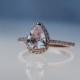 1.37ct Pear shape Peach champagne sapphire 14k rose gold diamond ring engagement ring