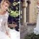 Dramatic Two Pieces Wedding Dresses Garden Long Sleeve A Line French Lace Sweep Train Scoop Neck Summer Beach Boho Bridal Ball Gowns Custom Online with $112.89/Piece on Hjklp88's Store 