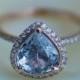 Sapphire Engagement Ring Blue sapphire 14k Rose Gold Diamond ring Pear Sapphire Ring