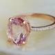 Blake Lively ring Raspberry Sapphire Engagement Ring oval cut 14k rose gold diamond ring 3.4ct Raspberry Peach  ring