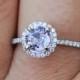 Lavender sapphire ring 1.12ct unheated sapphire halo diamond ring 14k white gold engagement ring