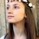 Apricot flowers crown. Hair wreath. Polymer clay flowers. Wedding headband. Off  white