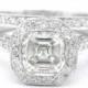 Asscher cut diamond bezel set engagement ring and band 2.45ctw