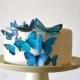 Wedding Cake Topper Edible Butterflies Assorted Blue-  set of 15 - Cake & Cupcake Toppers - Food Decoration Wedding Cake Decoration