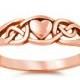 Celtic Knot Rose Gold Heart Ring Solid 925 Sterling Simple Plain Celtic Heart Ring Promise Ring Valentines Girlfriend Wife Love Ring