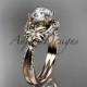 Unique 14kt rose gold diamond flower, leaf and vine wedding ring, engagement ring ADLR220