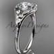 platinum floral wedding ring, engagement ring with a "Forever One" Moissanite center stone ADLR126