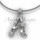 14k white gold   diamond floral,leaf and vine initial pendant ADLR196