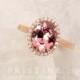 Peach Pink Apricot Colored Spinel 2cts in 14k Rose Gold Engagement Ring Diamond Halo Gemstone Engagement Ring