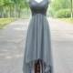 Silver Tulle Bridesmaid Dress, Evening Dress V-Neck and Cap Sleeve, Grey A-line Prom Dress, Floor Length wedding party dresses