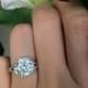 3 Carat Split Shank Halo Engagement Ring, Flawless Man Made Diamond Simulants, Wedding, Bridal Anniversary, Promise Ring, Sterling Silver
