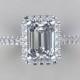 Emerald Cut Diamond Simulate Center Halo Engagement Ring 14kt White Gold Emerald Cut 7x5mm Wedding Anniversary Pristine Custom Rings
